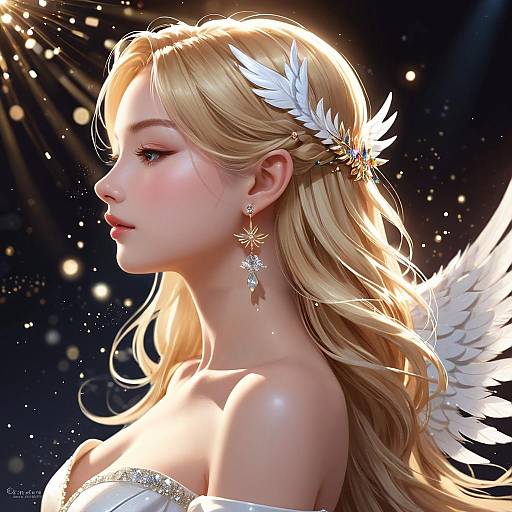 Blonde Angelic Profile with Floating Hair