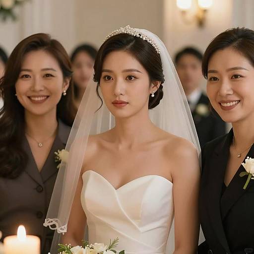 Bride with Bridesmaids at Wedding Ceremony