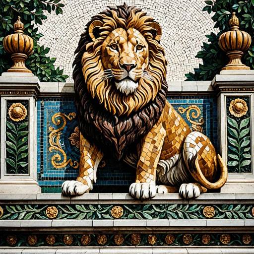 Majestic Lion Mosaic Art Design