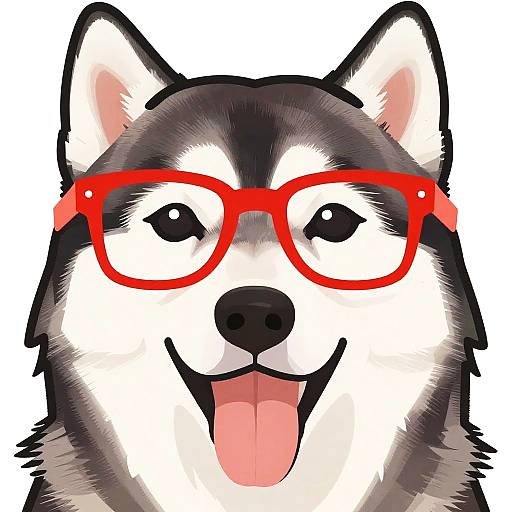 Playful Husky Cartoon Portrait