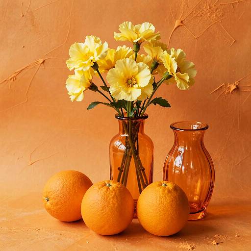 Vibrant Oranges and Glass Vases