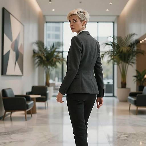 Confident CEO in Minimalist Marble Lobby