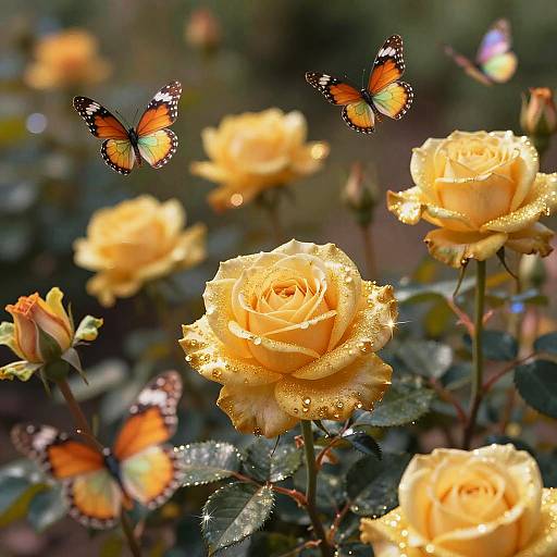 Mythical Garden with Golden Roses