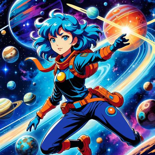 Cosmic Adventurer in Vintage Anime Style Cosmic Adventurer in Vintage Anime Style