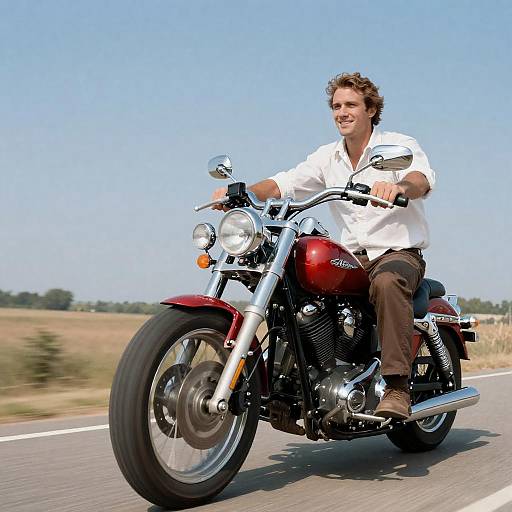 Confident Rider on a Rural Road