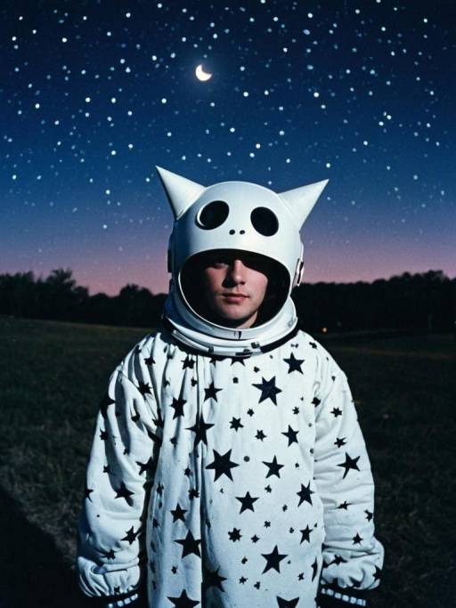 Person in Stars Costume at Twilight