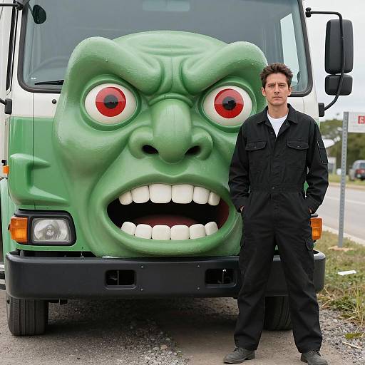 Man and His Gigantic Grinning Truck
