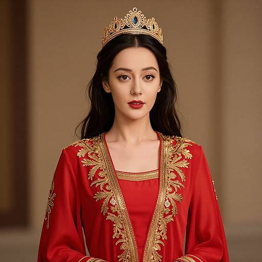 Regal Woman in Red Dress