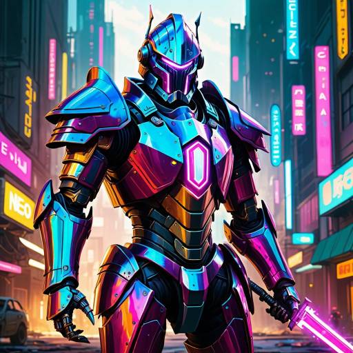 Neo Noir Cybernetic Knight in Abandoned City Neo Noir Cybernetic Knight in Abandoned City