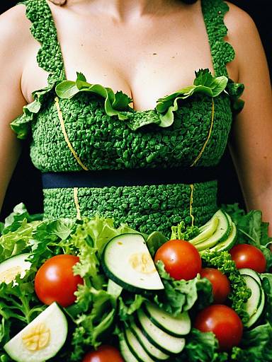 Woman in Tossed Salad Dress