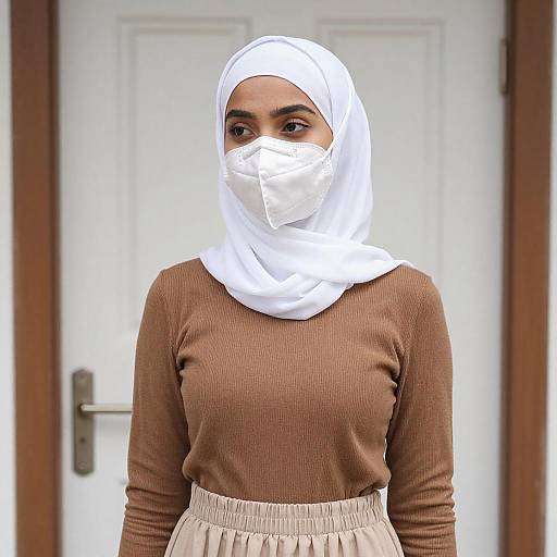 Portrait of Woman in White Hijab