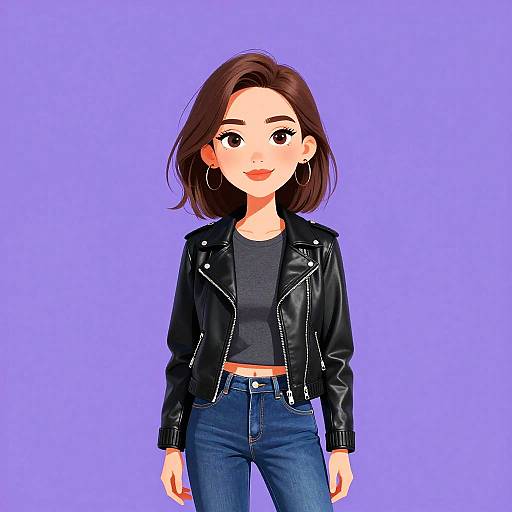 Casual Woman in Leather Jacket