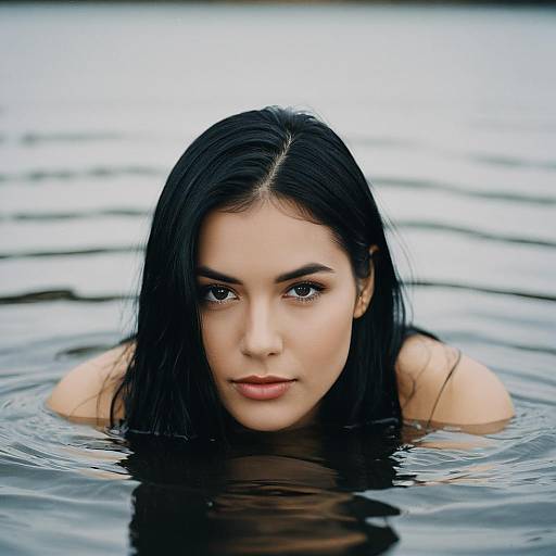 Woman with black hair in water