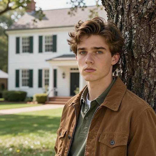 Young Man Leaning Against a Tree
