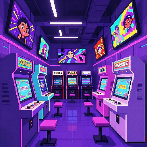 Neon Pixel Anime Arcade Alley