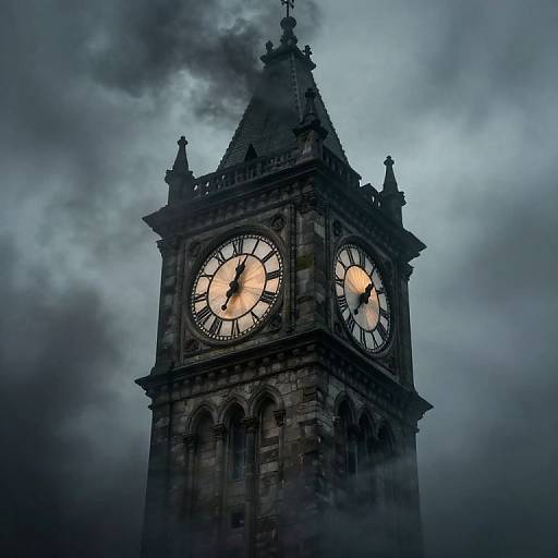 Spectral Clock Tower in Mist