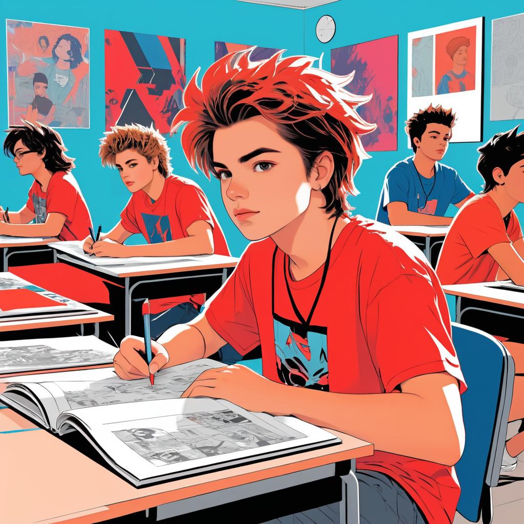 Teenage Boy in Australian Classroom Art