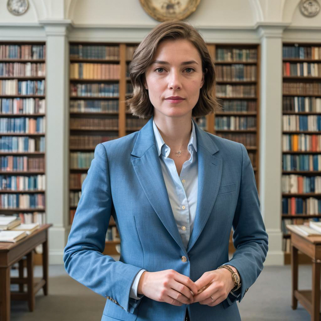 Serene Student in Soft Blue Blazer