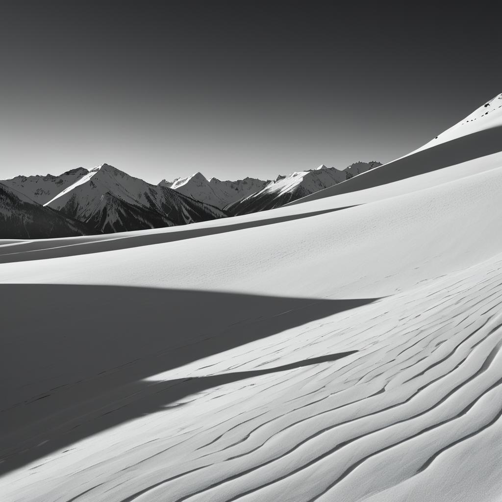 Majestic Black-and-White Snow-Capped Peaks