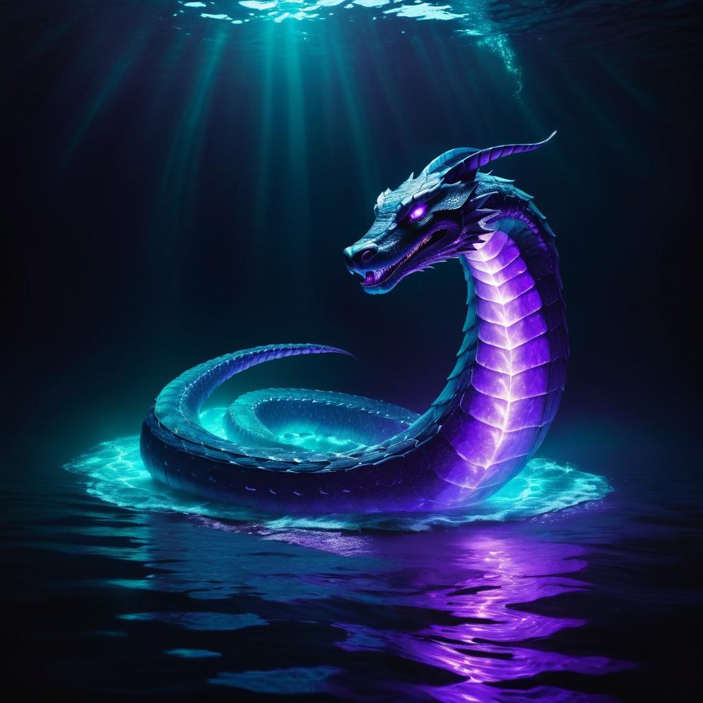 Mystical Purple Glowing Sea Serpent