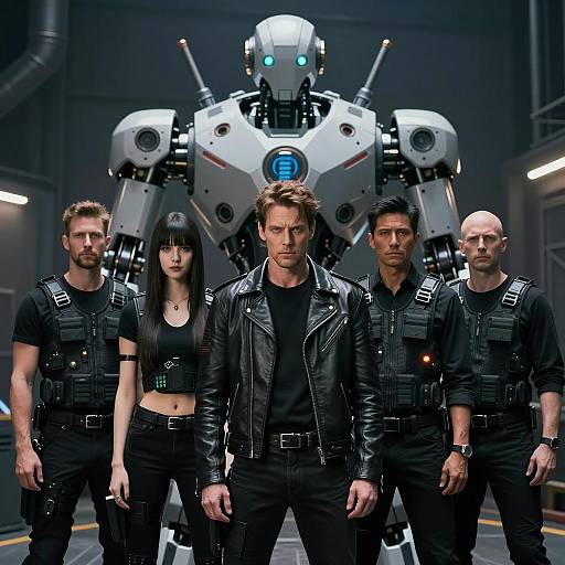 Futuristic Robot with Four Commanders