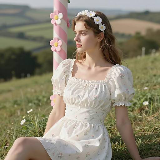 Fair-Skinned Woman in Floral Dress