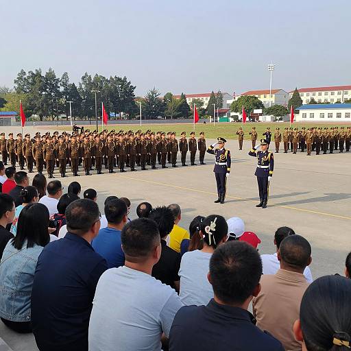 Military Ceremony with Crowd and Soldiers