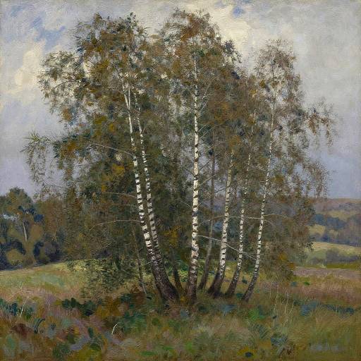 Impressionist Birch Glade Landscape