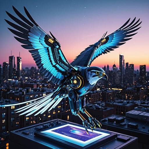 Futuristic Robotic Falcon at Dusk