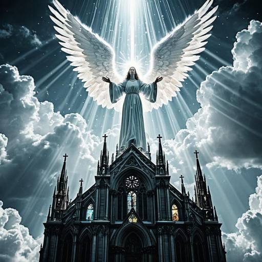 Crystal Light Angel Over Gothic Cathedral