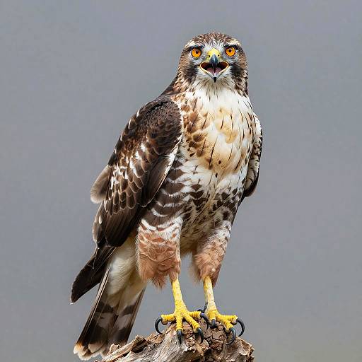 Detailed Full-Body Hawk Perched Pose