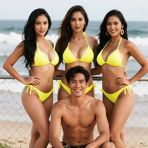 Vibrant Beach Scene with Friends