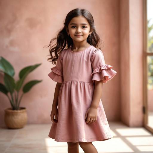 Young Girl in Pink Ruffled Dress