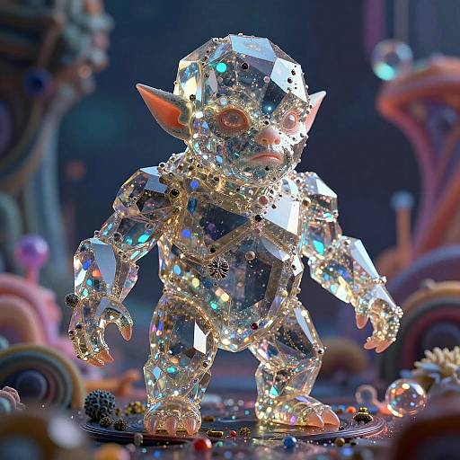 Surreal Psychedelic Crystal Golem Art