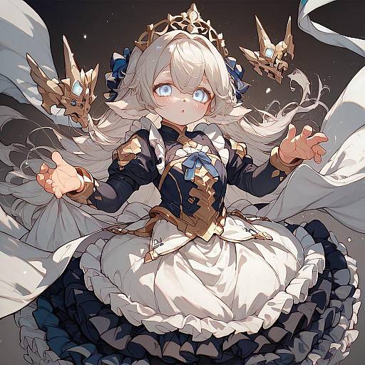 Masterpiece Anime Portrait in Frilled Dress