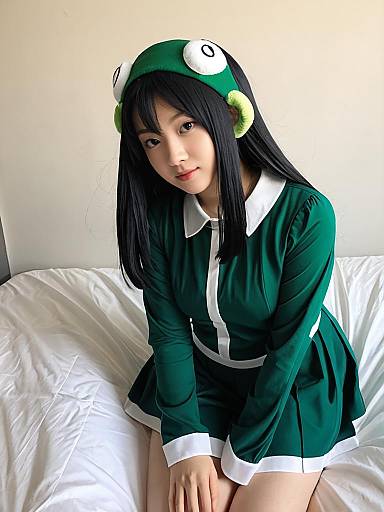 Woman Cosplaying Tsuyu Asui from My Hero Academia