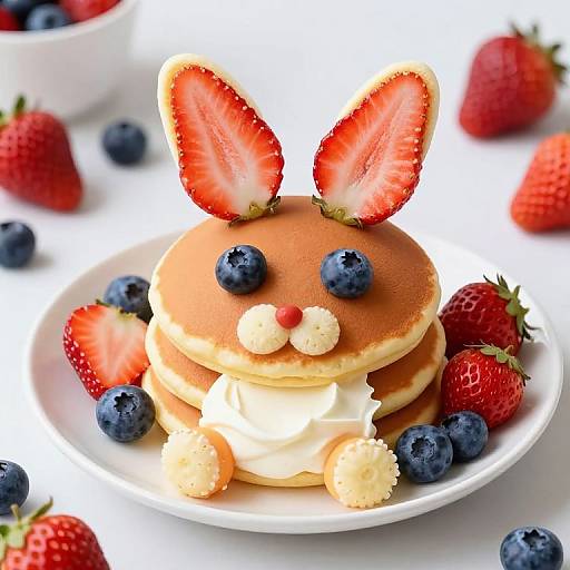 Whimsical Easter Bunny Fruity Pancake