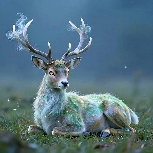 Ethereal Fae Stag in Enchanted Grass