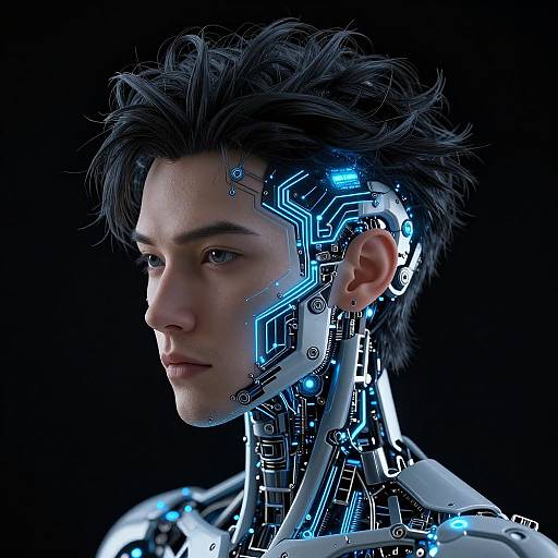 Futuristic Cyborg Fusion Portrait