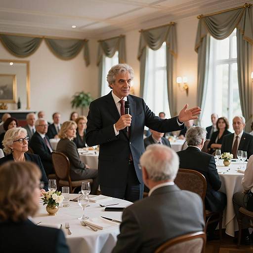 Middle-aged Man Speaking at Formal Event
