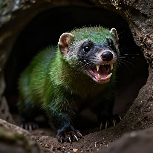 Realistic Photo of Fierce Green Weasel