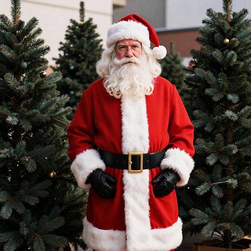 Santa Claus Amidst Festive Trees