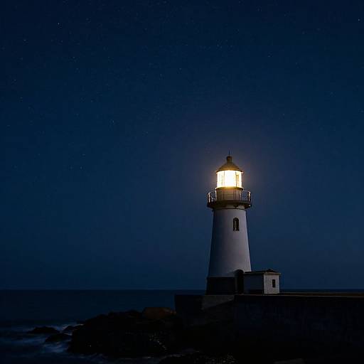 Twin Lighthouses Beneath Starlit Sky