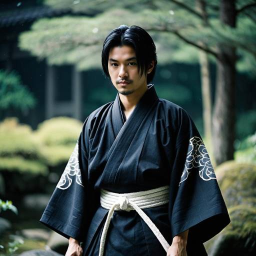 Man in Samurai Kimono with Dark Haori