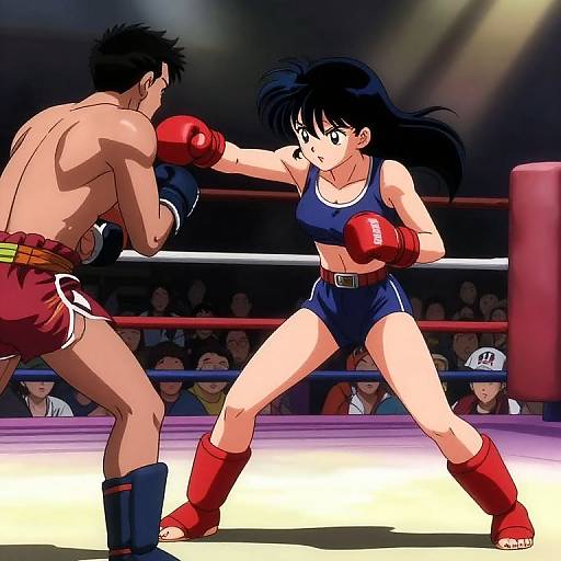 Dynamic Anime Girl Punching in Tournament