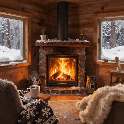Cozy Winter Cabin Interior Scene