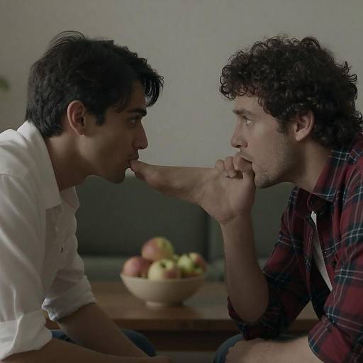 Dimly Lit Portrait with Unusual Gesture