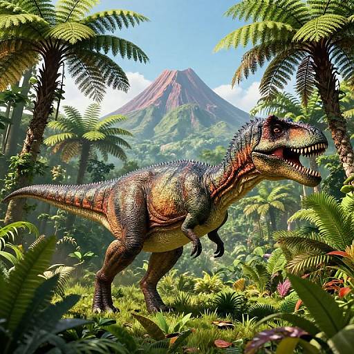 Dinosaur in Dense Prehistoric Jungle