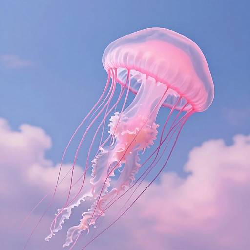 Colossal Pink Jellyfish in Pastel Sky
