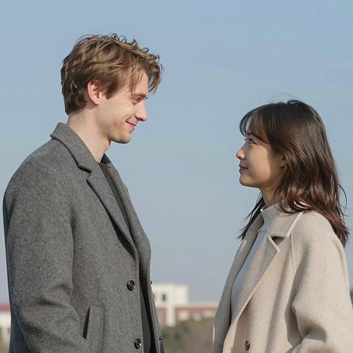 Couple Facing Each Other Outdoors